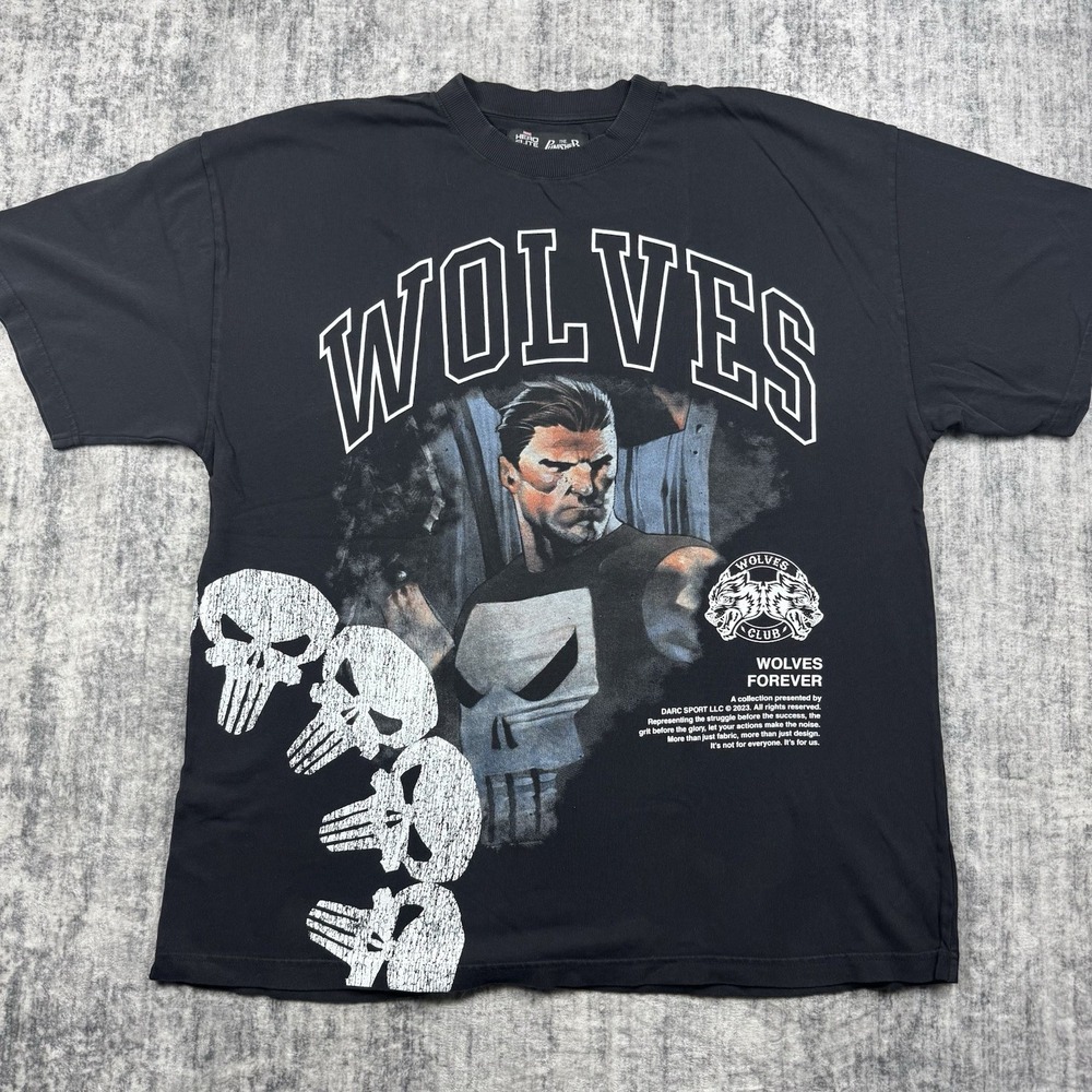 Marvel Darc Sport Men's The Punisher Cotton Crew Neck T-Shirt Black XL